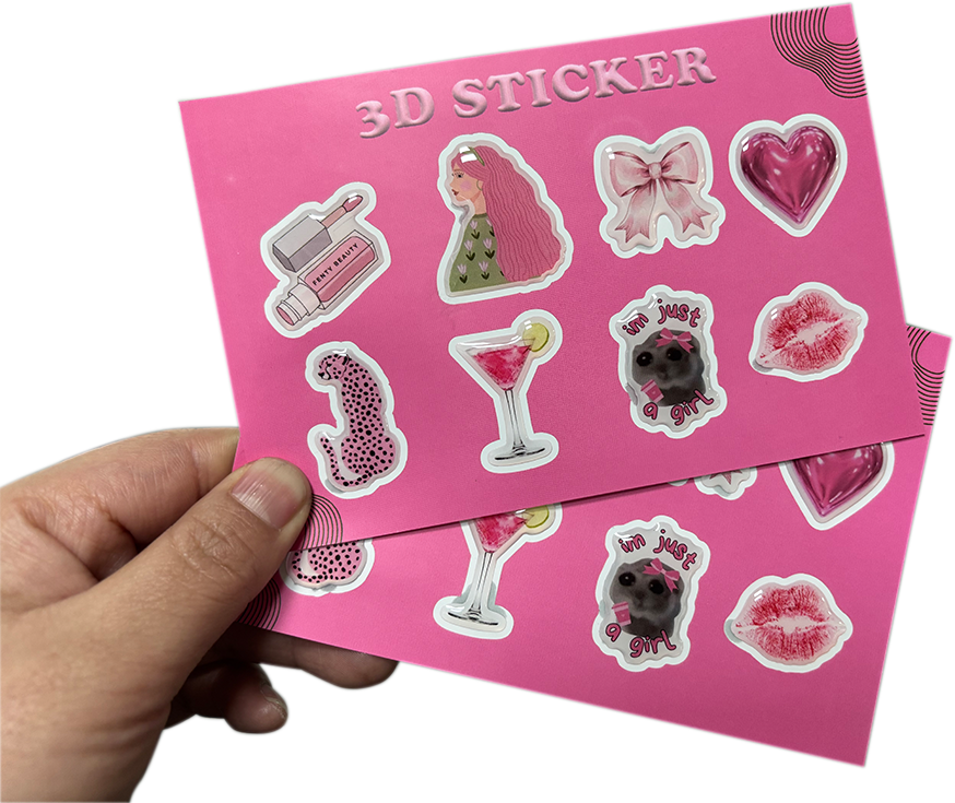 Wholesale New Design 3D Dome Epoxy Resin Decorative Sticker Sheet Custom DIY 3d Stickers for Phone Stickers