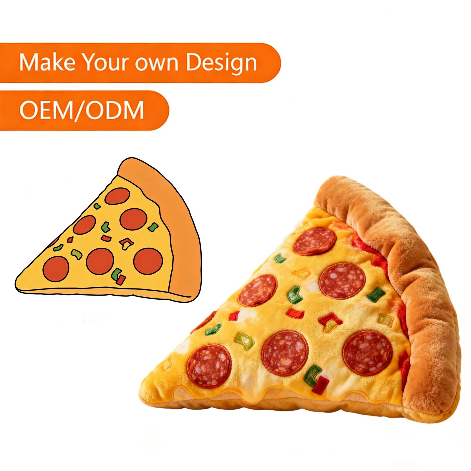 custom plush toys from drawing 24/7 Professional Service Furry Pizza Pillow for Rest custom Promotional Plushie