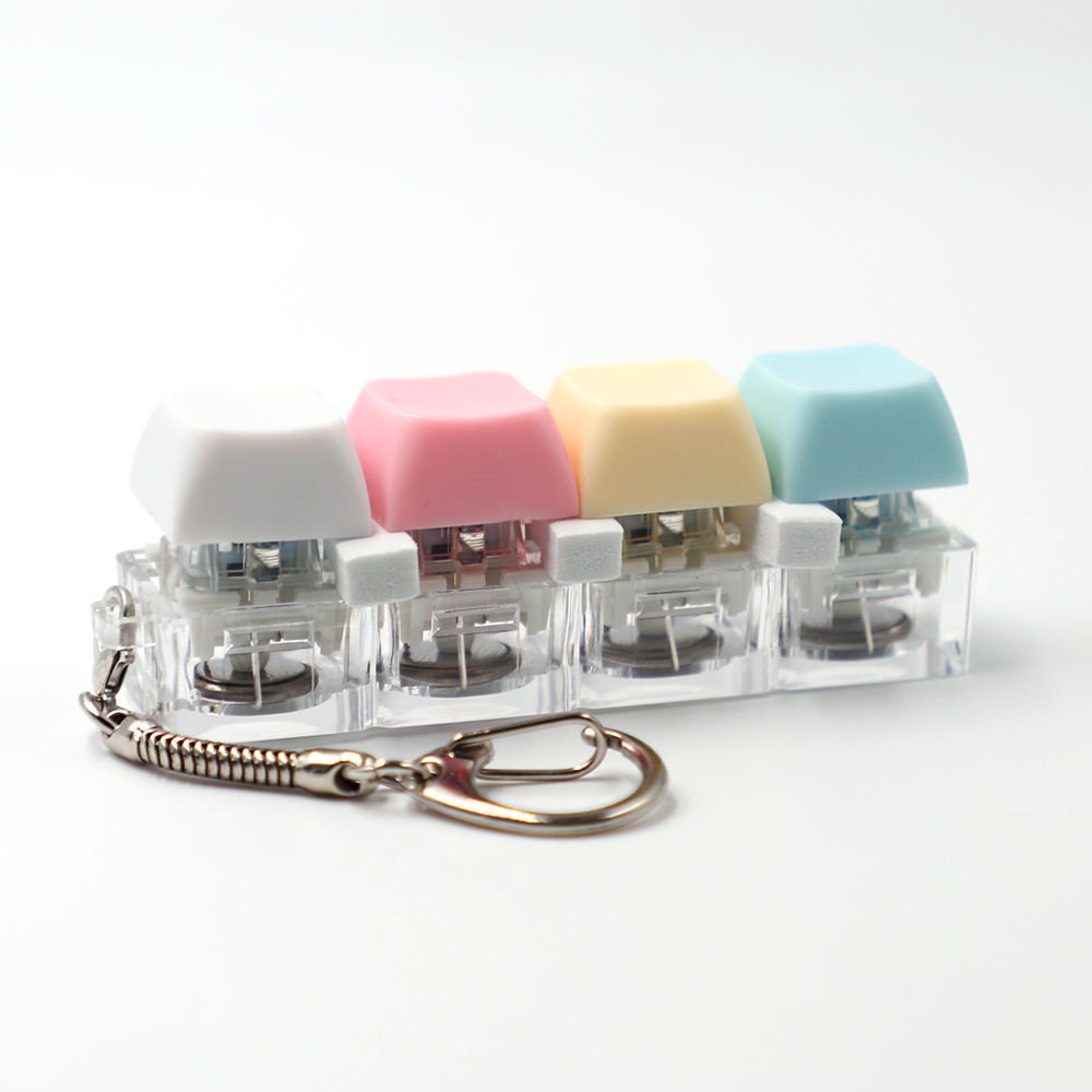 Promotional Custom Logo Plastic LED Fidget Toy Keyboard Keycap Cube Keychain Stress Relief Lightweight