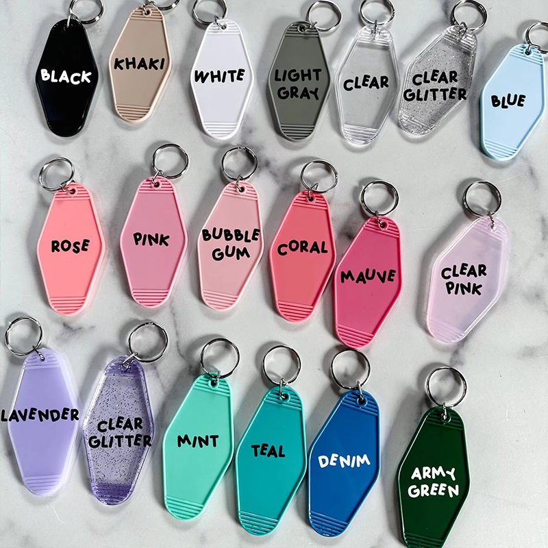 Wholesale Custom High Quality Acrylic Plastic Key Chain Make Your Design Logo Motel Hotel Keychain Blank with Promotion Gift