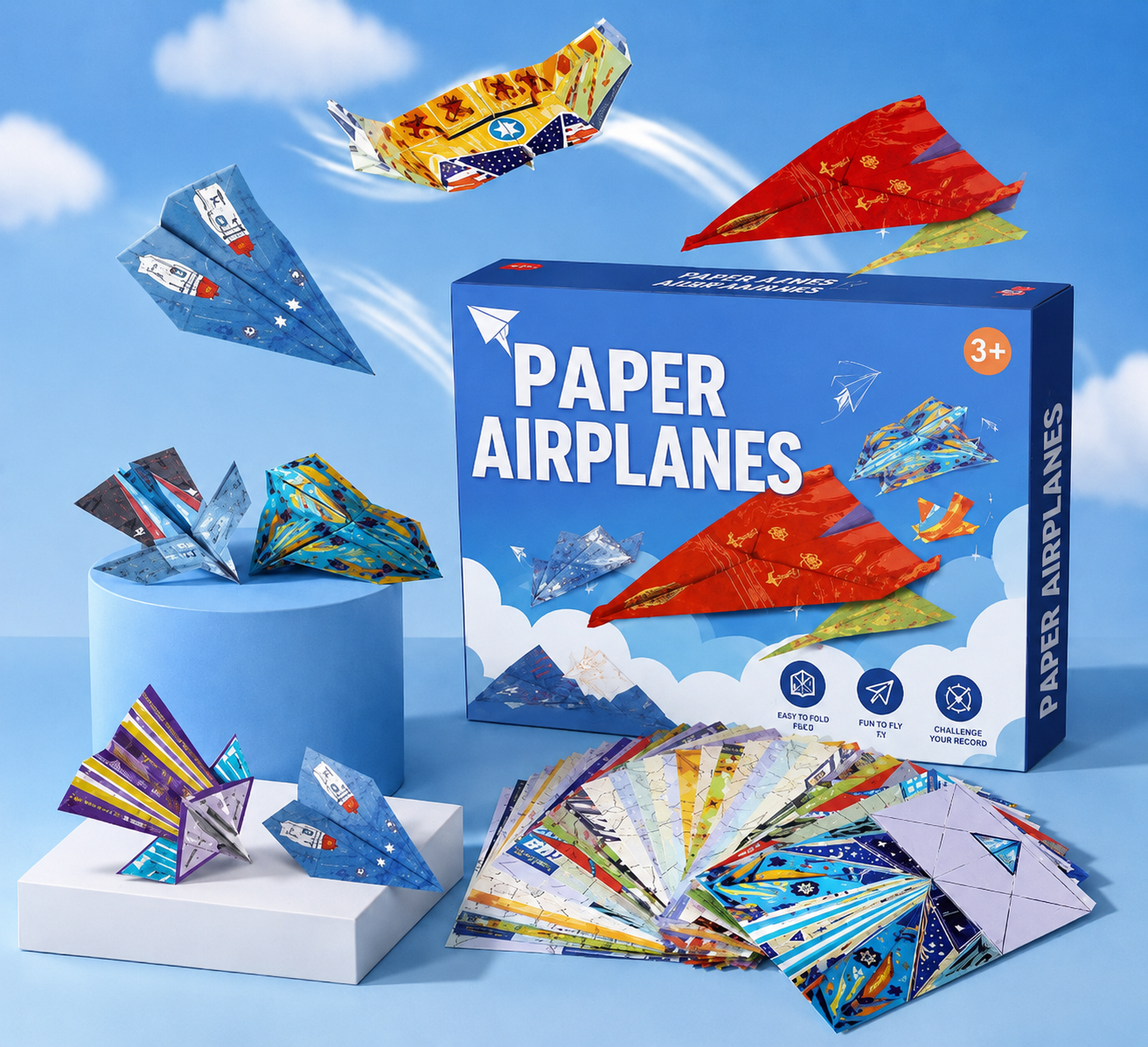 Custom Kids Diy Creative Origami Paper Planes Kit Creative Fold and Fly Toddler Crafts Plane Toys