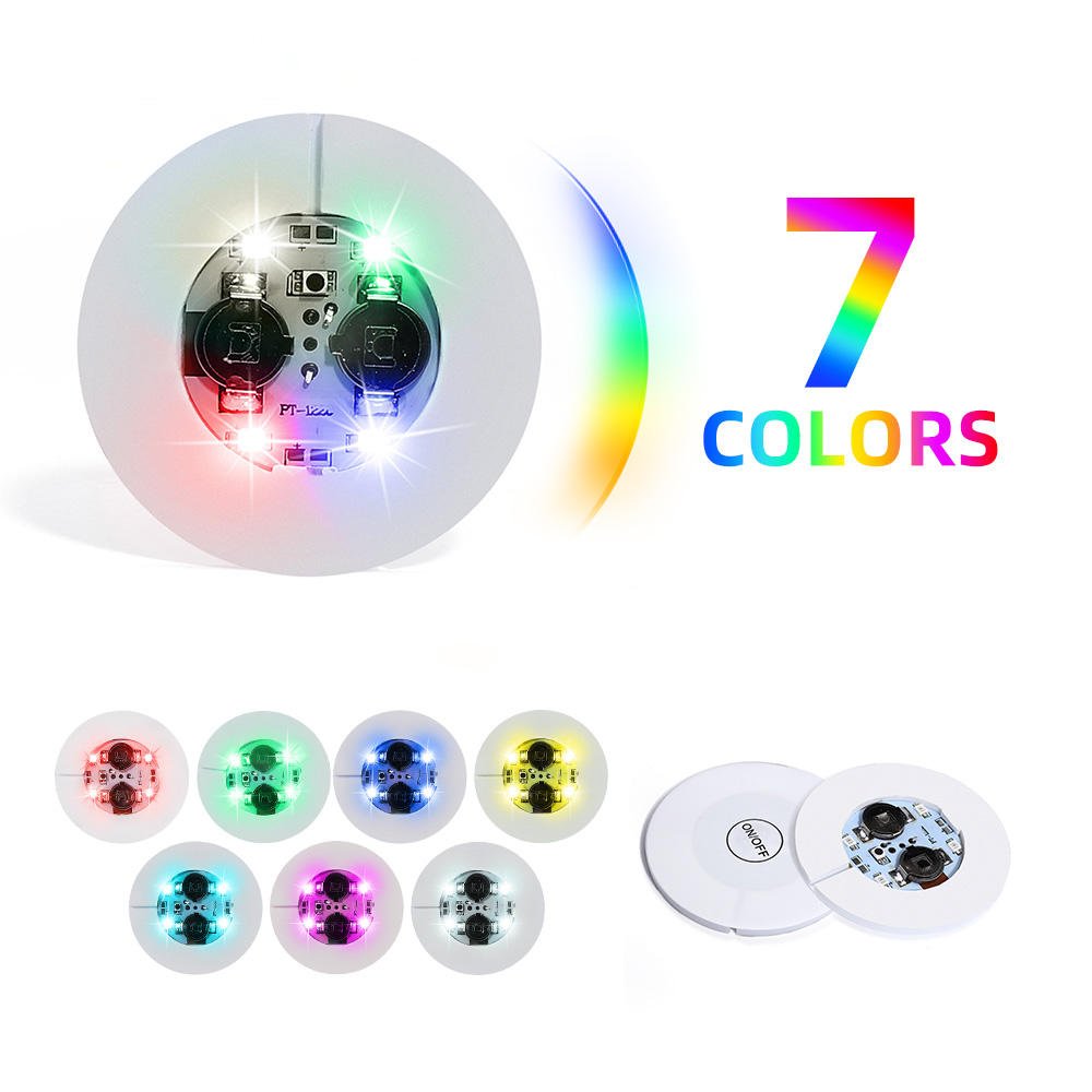 Led Coasters Cup Coasters Bar Drink Mat Party Supplies Self-adhesive Bottle Stickers Liquor Accessories Small Lights for Bottles
