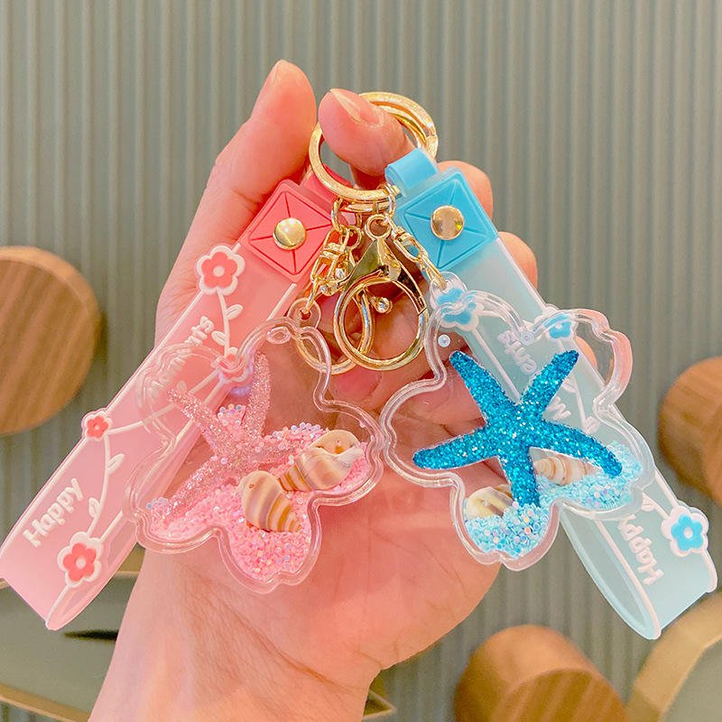 Cute Cartoon Liquid Acrylic Plastic Keychain Baby Doll Key Chain 3d Doll Bag Pendant Keyrings Wholesale
