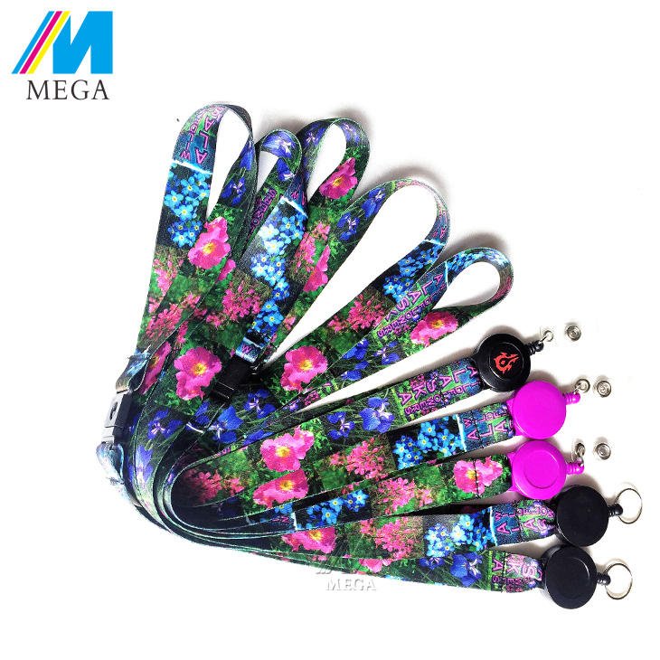 Custom Printed Polyester Retractable Thermal Transfer Fashionable Eco-Friendly Adjustable Badge Lanyard