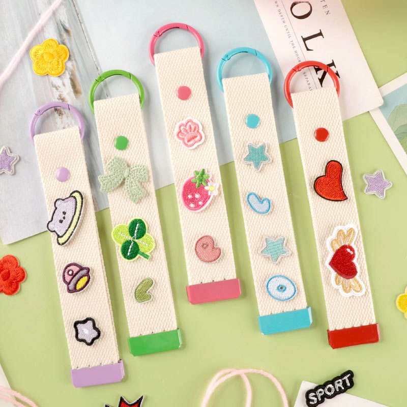 DIY Blank Canvas Webbing Keychain Strap Polyester Wristlet Lanyard with Colorful O Ring for Embroidery Heat Transfer Print