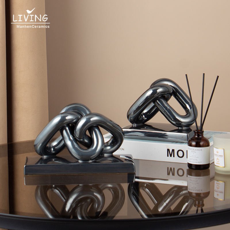 Hot Selling Ceramic Crafts Ornaments Other Home Decoration Accessories Ceramic Chain Sculpture Interior Luxury Home Decor