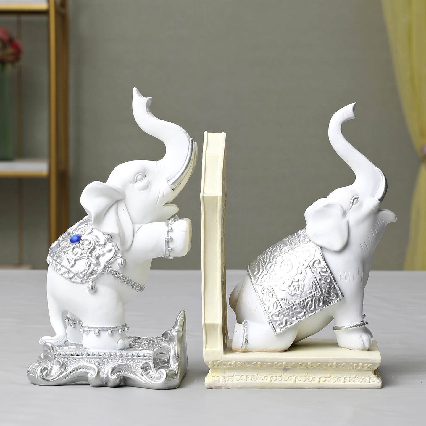 Handcrafted Resin Elephant Bookend Elegant Home Resin Bookend Decorative Animal Shaped Resin Crafts