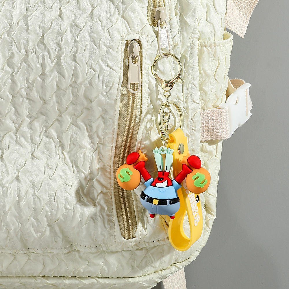 Hot Selling Cartoon Animation Doraemon Squidward SpongeBob Non-Toxic Cute Plastic Bag Pendant Keychain