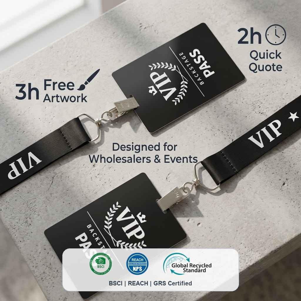 Custom Sublimation Polyester Neck Strap Lanyard With Full Color Printing PVC ID Card for Conference Pass