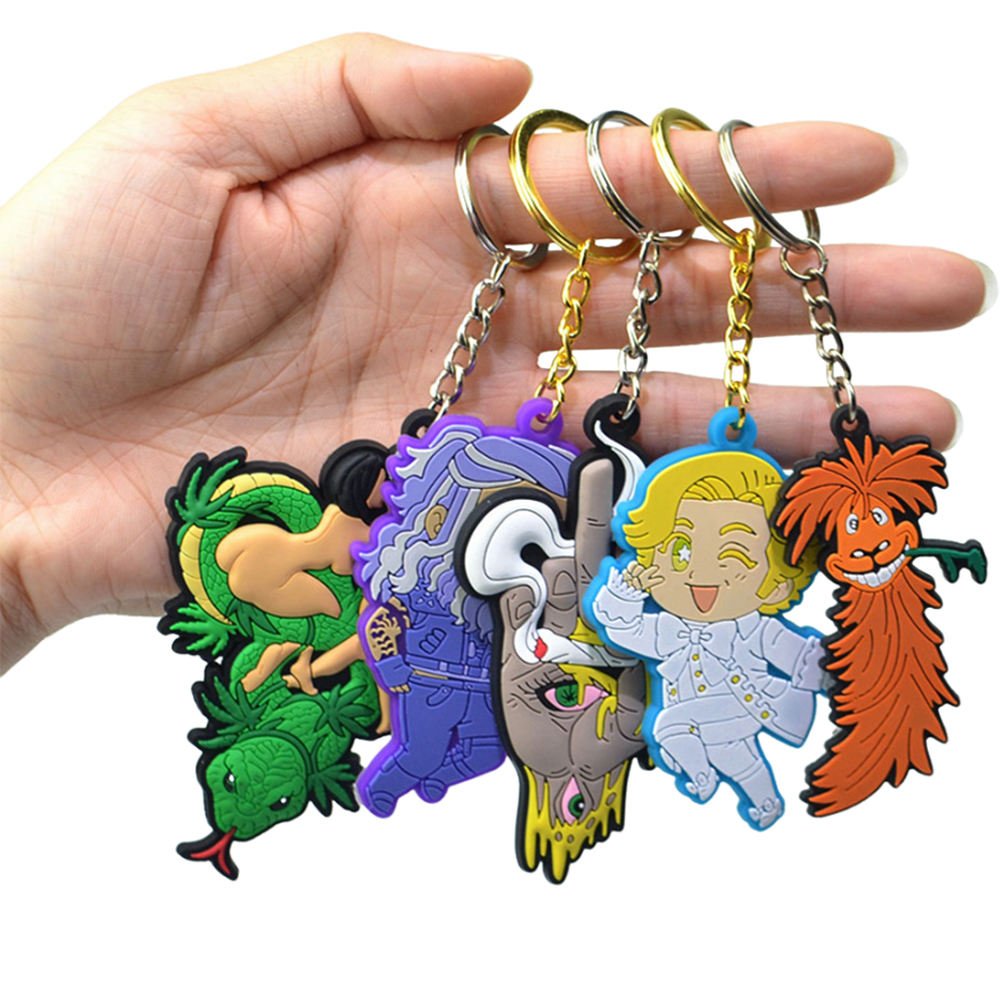 Wholesale Manufacturer Custom Soft Pvc Printed Keychain Rubber 2D 3D Logo Cute Anime Kawai Keychains