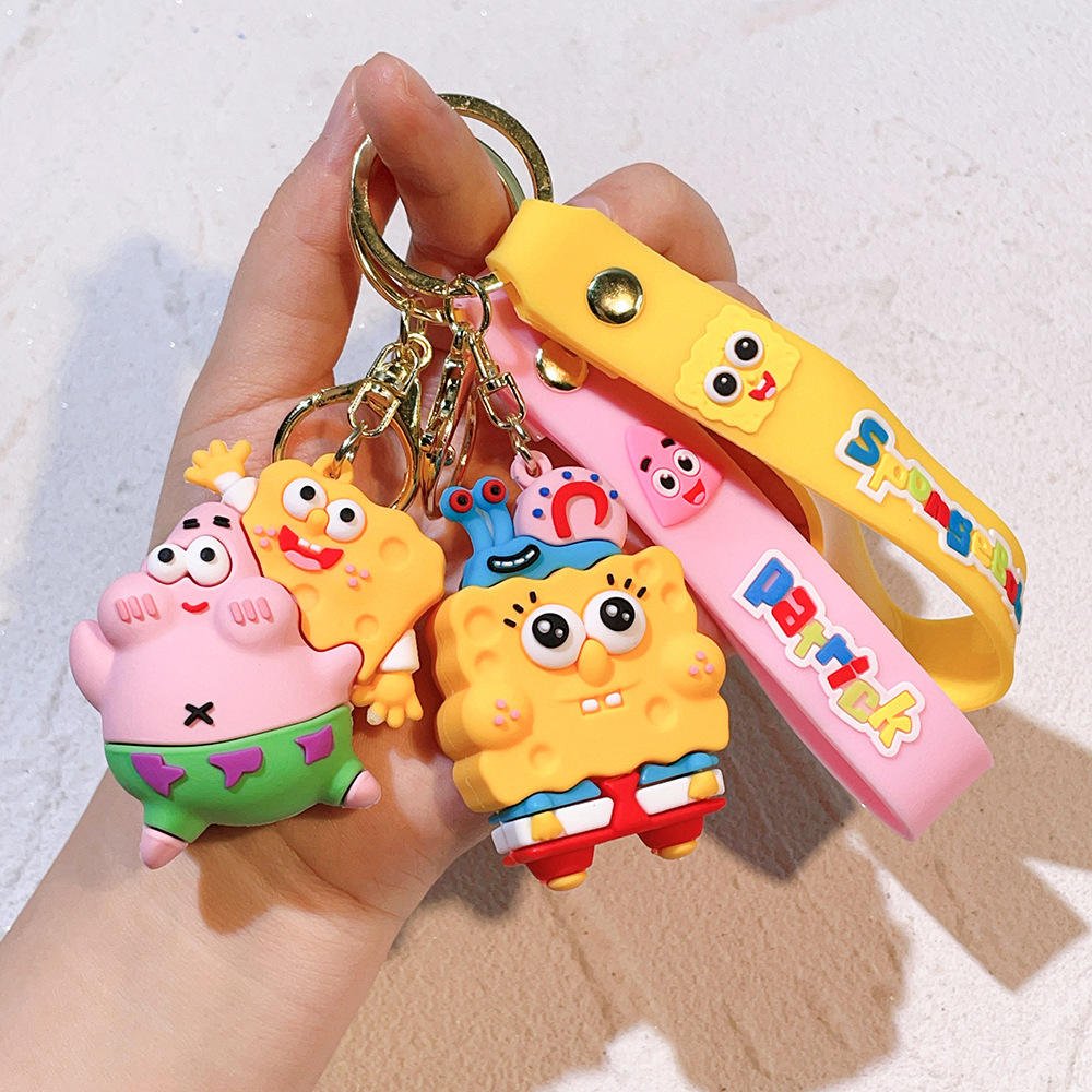 Hot Selling Cartoon Animation Doraemon Squidward SpongeBob Non-Toxic Cute Plastic Bag Pendant Keychain
