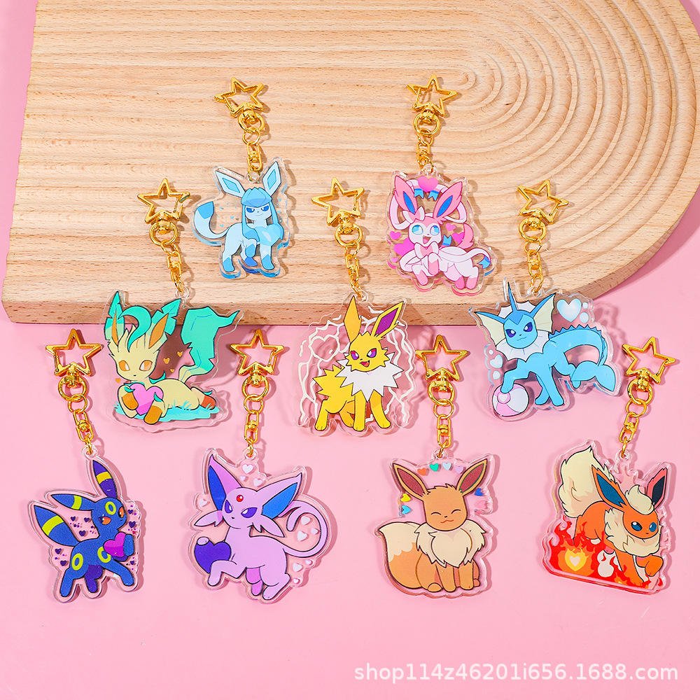 Stylish Pokmon Series Acrylic Keychains Brightly Colored Eco-friendly Ins Style Everyday Plastic Carabiner Fashion Accessory