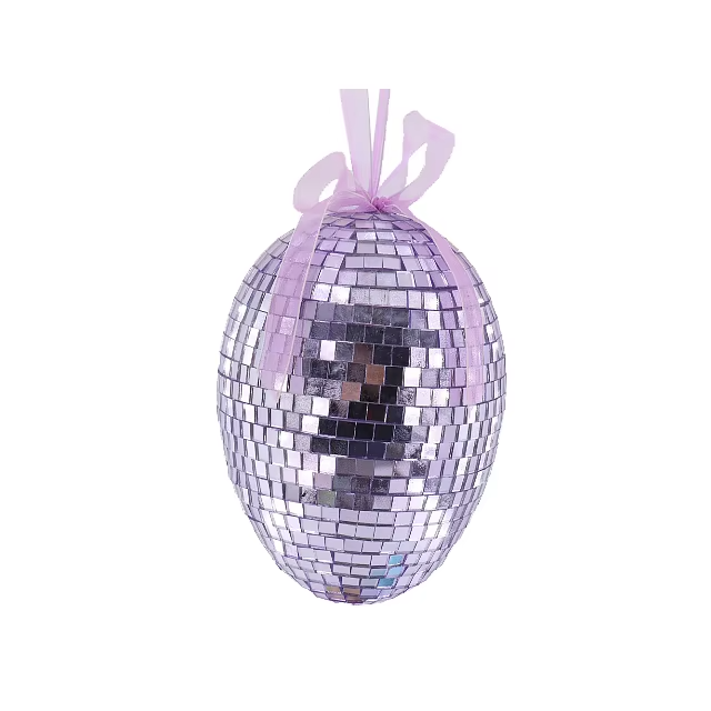 Custom Pink Gold Mirror Glass Easter Eggs Home Decoration Indoor Hanging Decorative Easter Polyfoam Mirrored Egg Glass Ornament