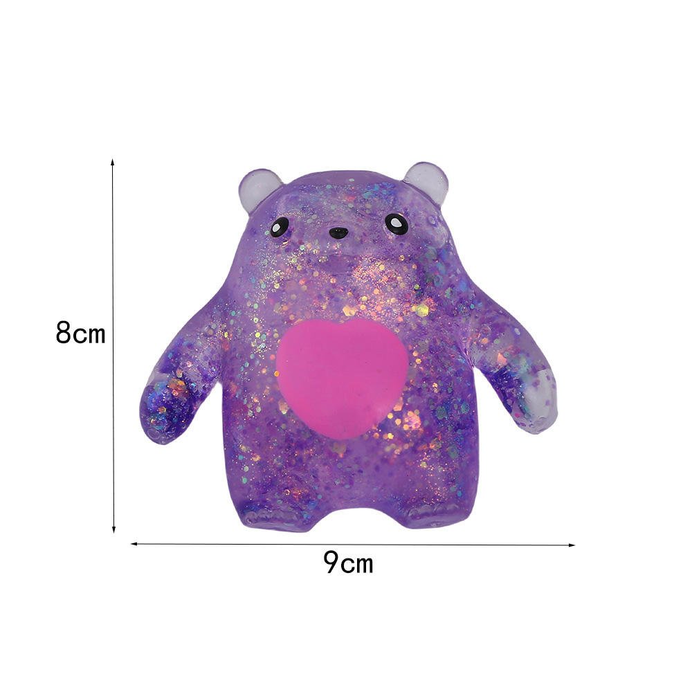 TPR Glitter Maltose Pink Heart Bear Squishy Toys Slow Rebound Stress Relief Decompression Ball Fidget Toy Promotional Gift