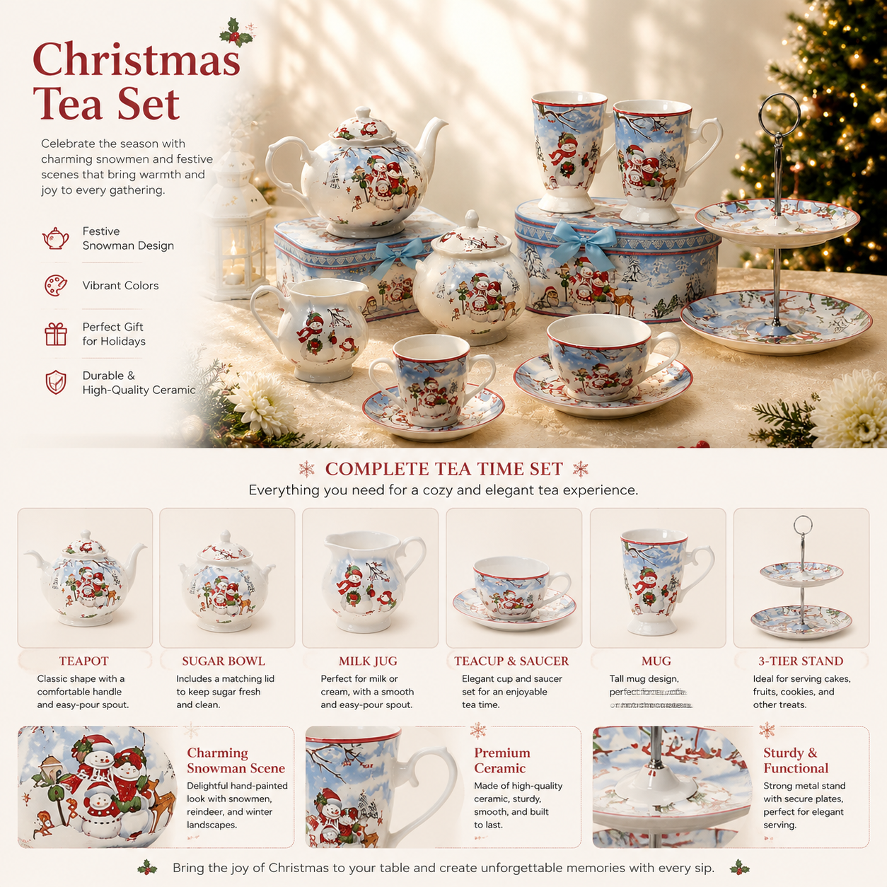 New Products Coffee Mug Tea Coffee Ceramic Mug Christmas Snowman Cups With Plate Set for Christmas Gifts
