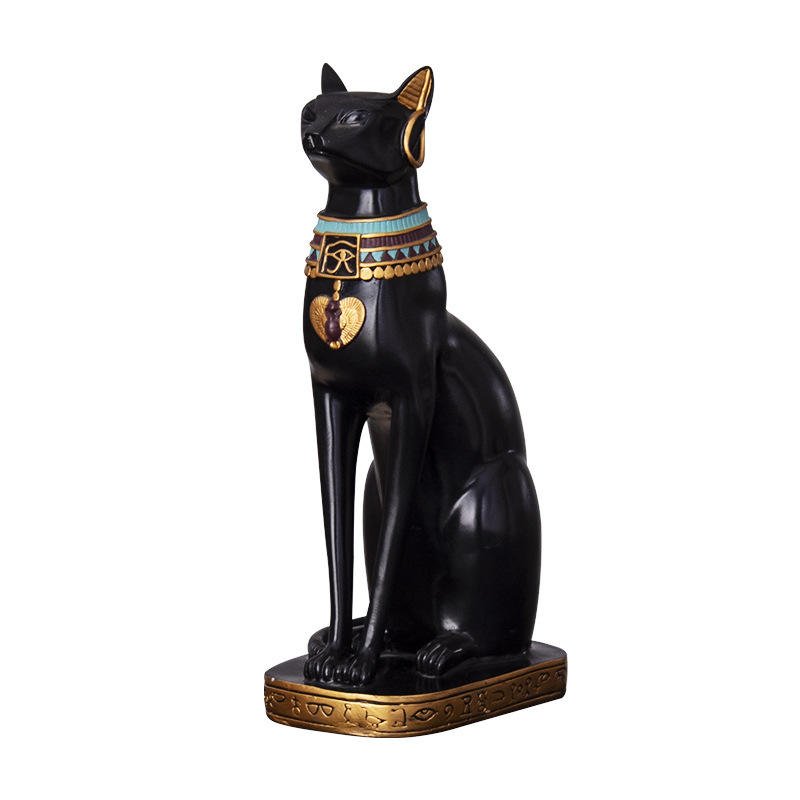 Ancient Egyptian Cat God Resin Crafts Statue Creative Cultural Collectible Home Decor for TV Wine Cabinet New House Gift