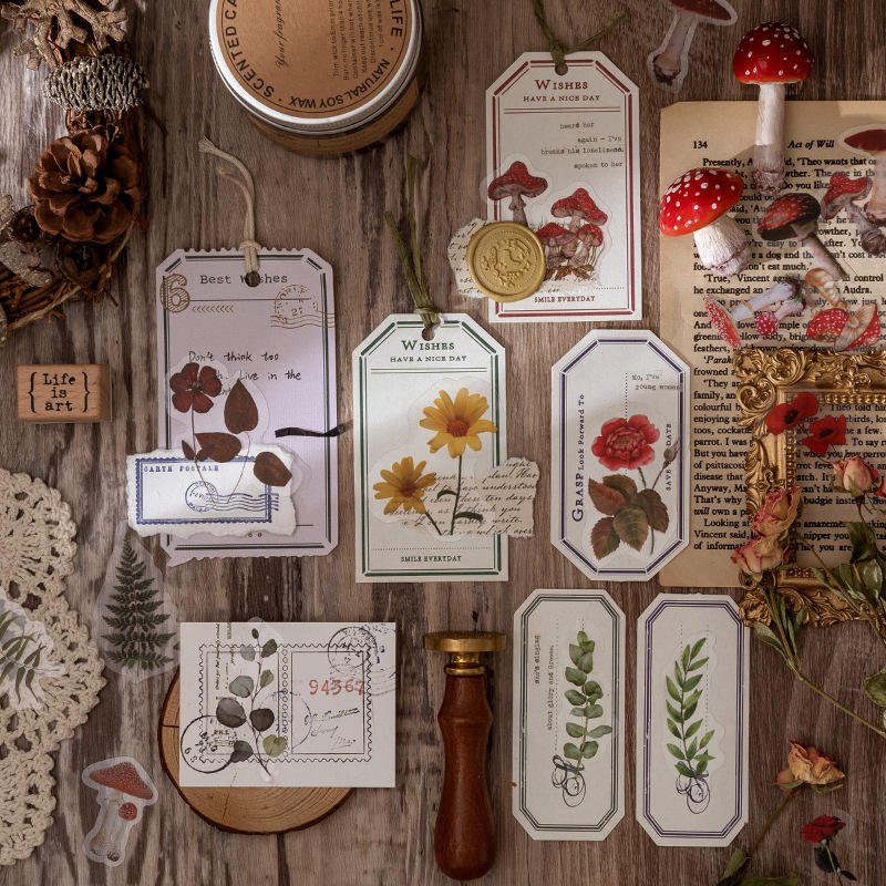 Nature Landscape Stickers Set for Scrapbooking Junk Journal Transparent Luggage Scrapbook Supplies Journaling Flower Sticker