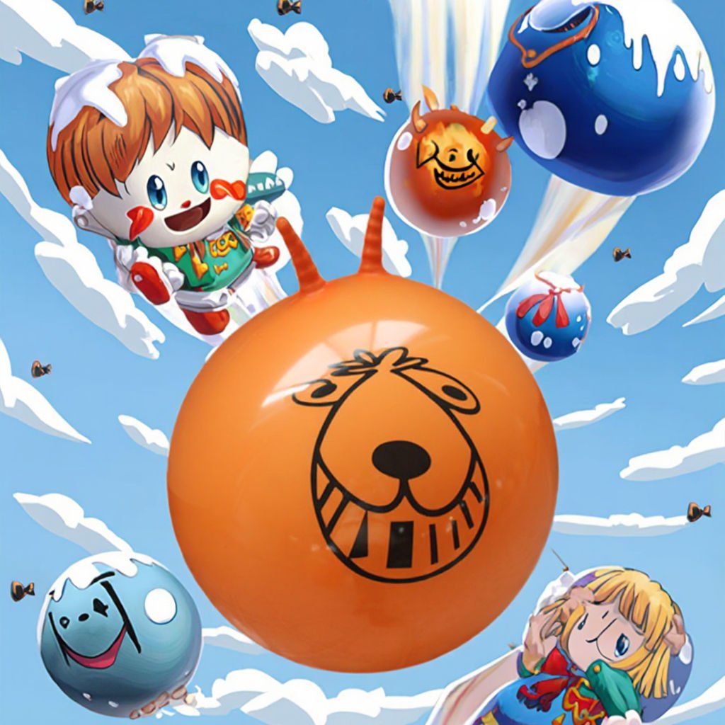 Special Transparent PVC Inflatable Hopper Ball 50-80cm Funny Expression Promotional Skip Ball Jump Toy