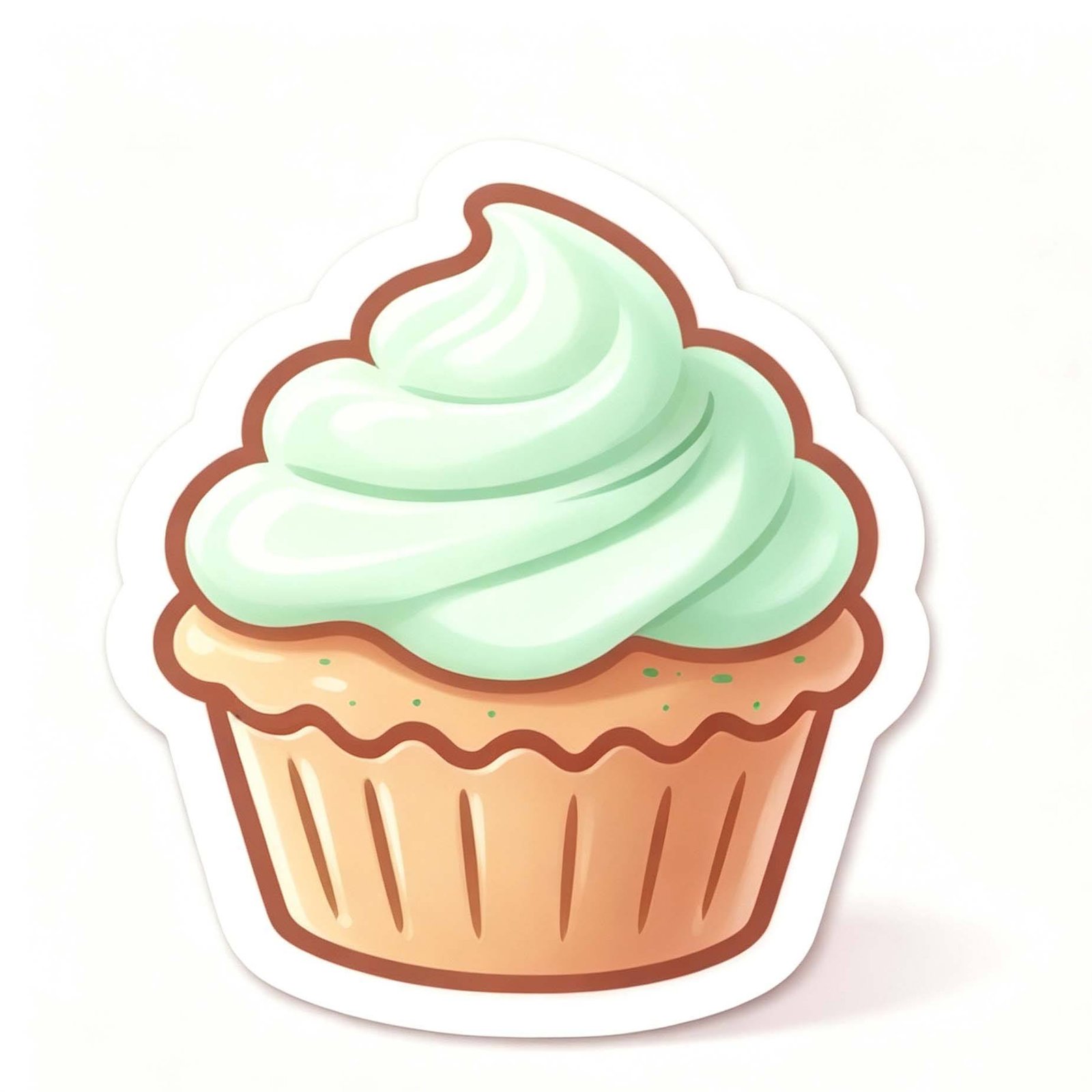 Custom Coated Paper Self Adhesive Green Cupcake Sticker Cartoon Stickers Stationery Gift Box Decorative Stickers
