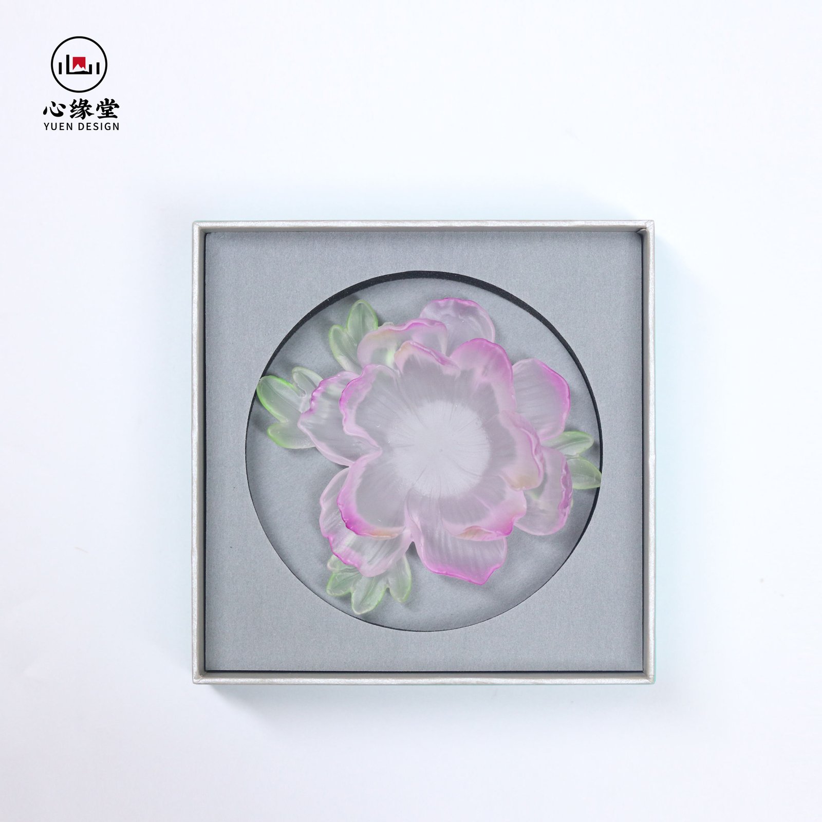 Luxury Crystal Glass Peony Other Handicraft Purple Gradient Other Handicraft for Twelve FloraDeity April Peony