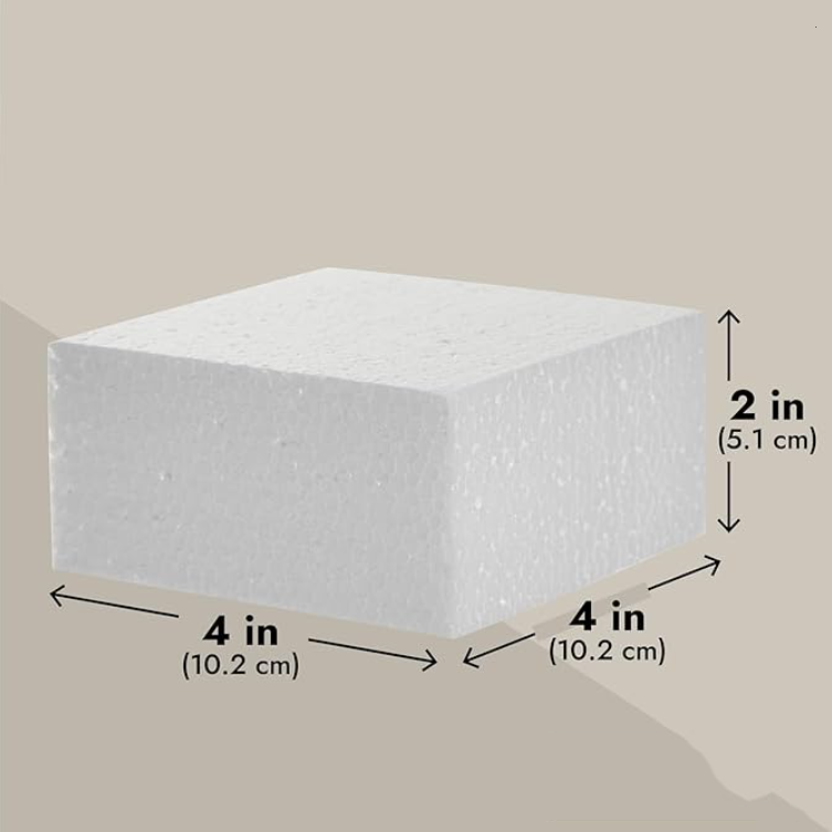 Neopoly Technology Polyfoam Blocks for Floral Foam Arrangements Centerpieces Art Craft Projects 4x4x2 Inch White