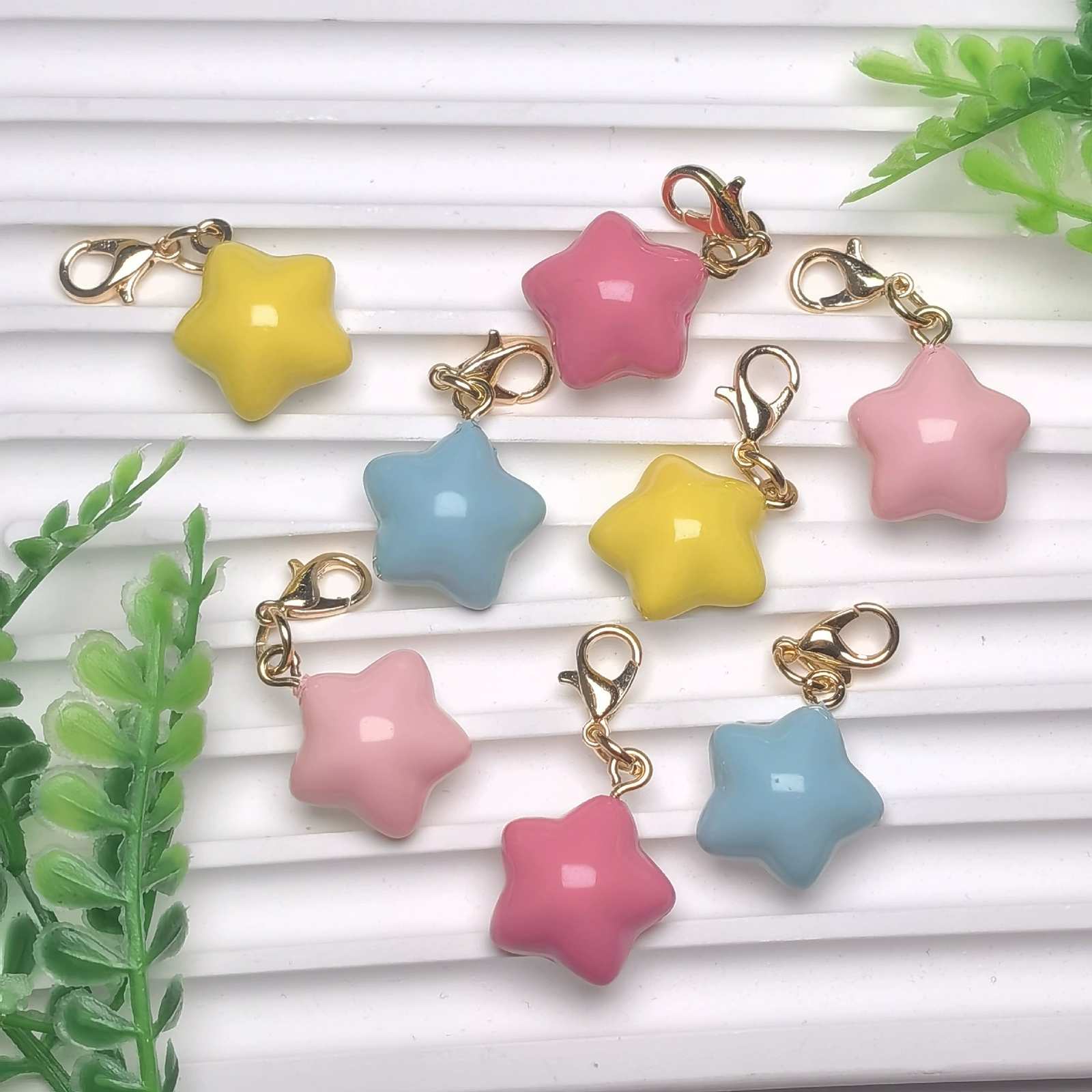 Creative DIY Accessories Cute Star Keychain Phone Chains Plastic Colorful Mini Stars Pendant Keychain Accessories