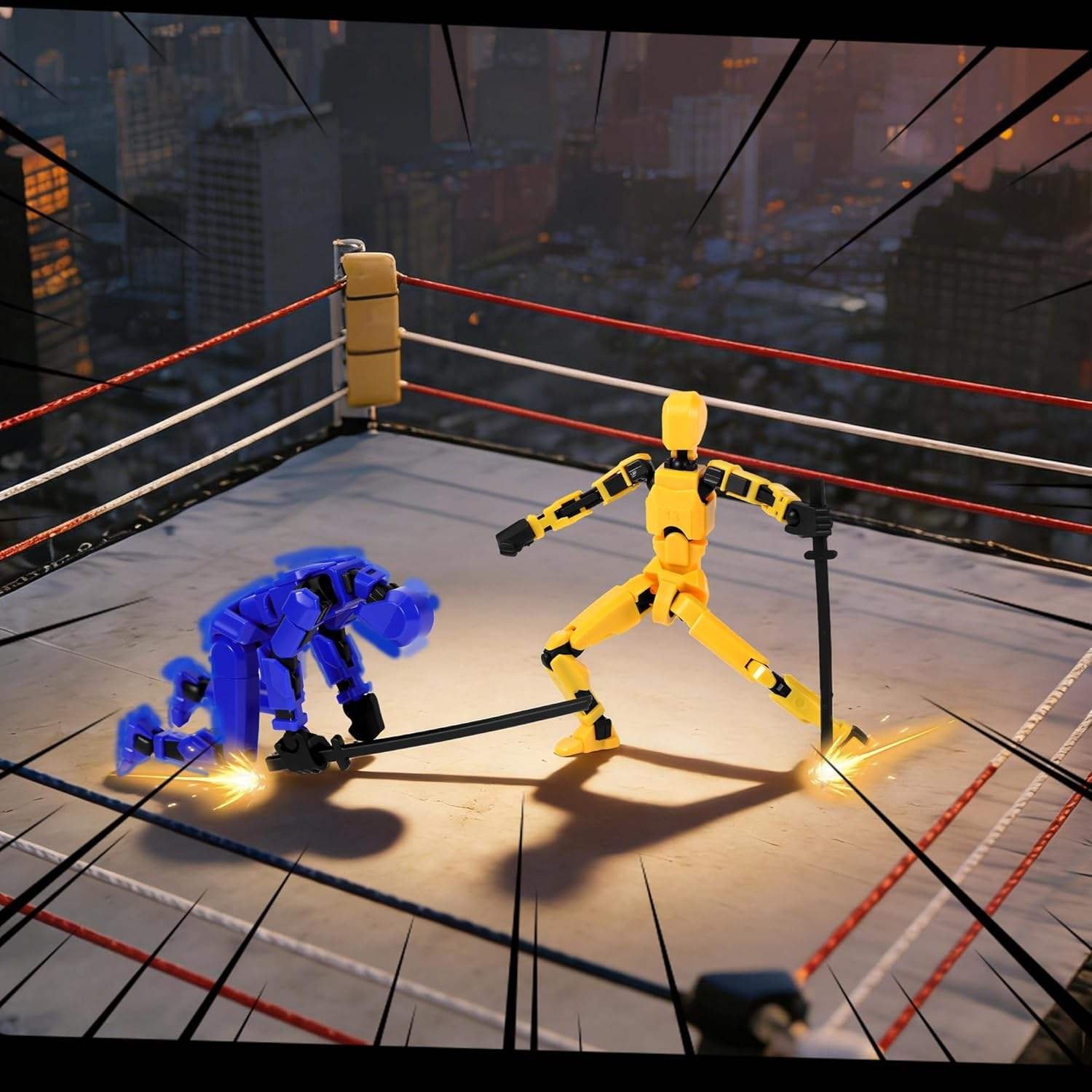 Promotional Toy 3D Action Figures Set Assembly Completed Plastic Multi-Jointed Movable Portable UV Printing Robot