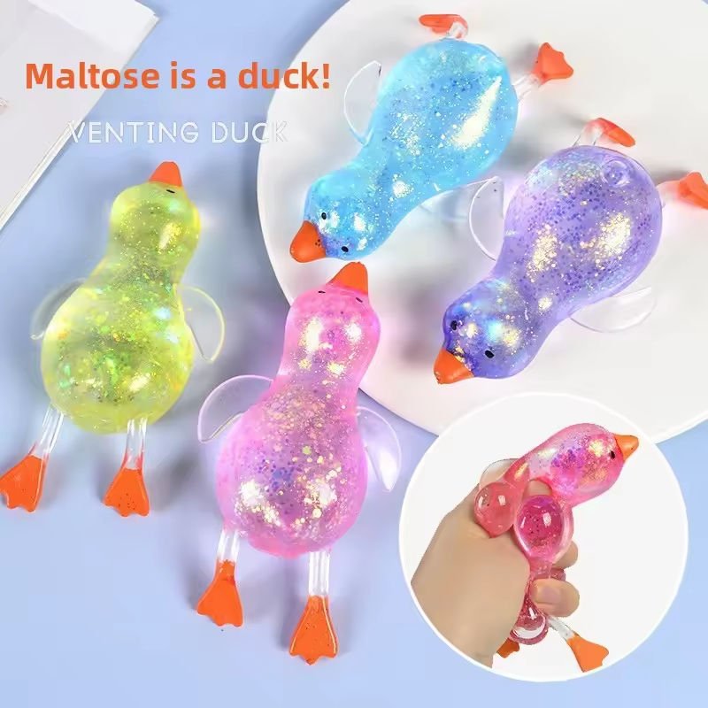 New Soft Duck TPR Squeeze Toy Maltose Ball Stretch Crystal Hand Squeeze Toys Stress Relief Fidget Promotional Toy for Children