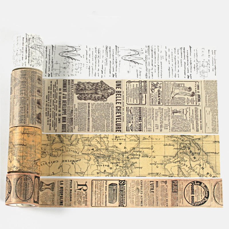Retro Washi Tape Set Decorative Bullet Journal Washi Scrapbook Stickers Vintage Decoration Stickers Scrapbooking Paper CMYK