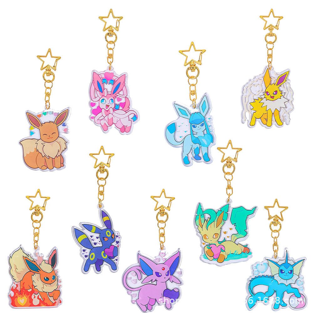 Stylish Pokmon Series Acrylic Keychains Brightly Colored Eco-friendly Ins Style Everyday Plastic Carabiner Fashion Accessory