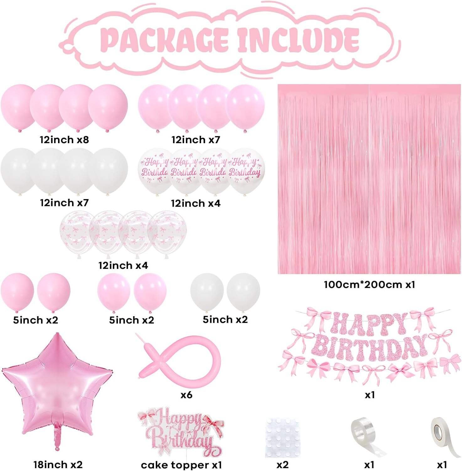 Pink Bow Birthday Party Decorations Set Balloon Garland Kit for Girls Baby Shower Party Supplies Bulk Wholesale