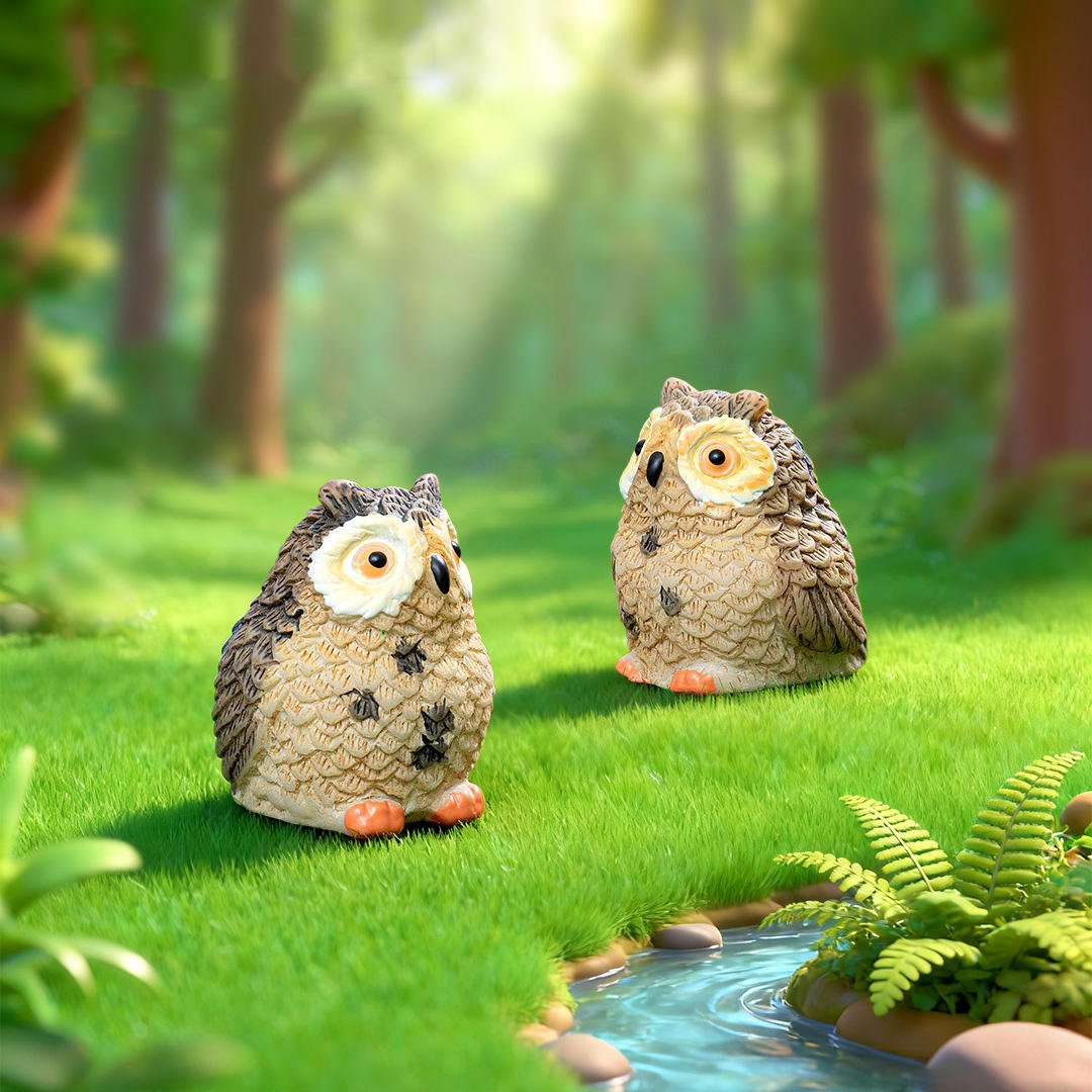 Miniature Owl Decorative Figurines Mini Resin Owls Fairy Garden Moss Landscape Garden Decor Bonsai Crafts Home Decor Ornaments