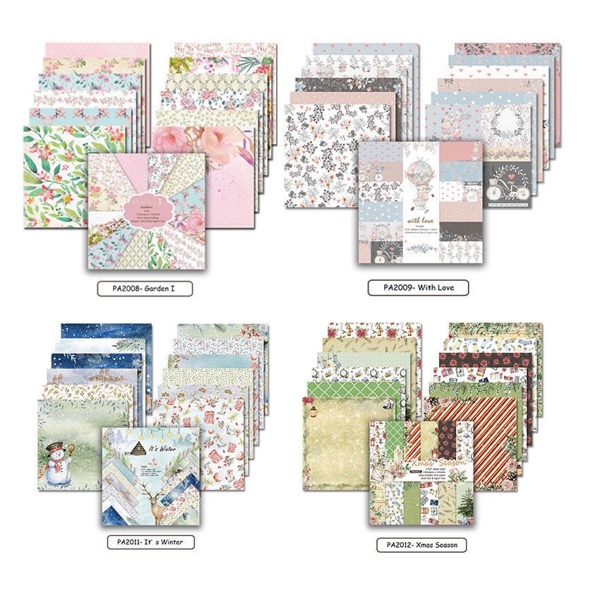 24sheets of 6x6 Inch Heavy Cardstock Valentine Christmas Scrapbooking Patterned Paper