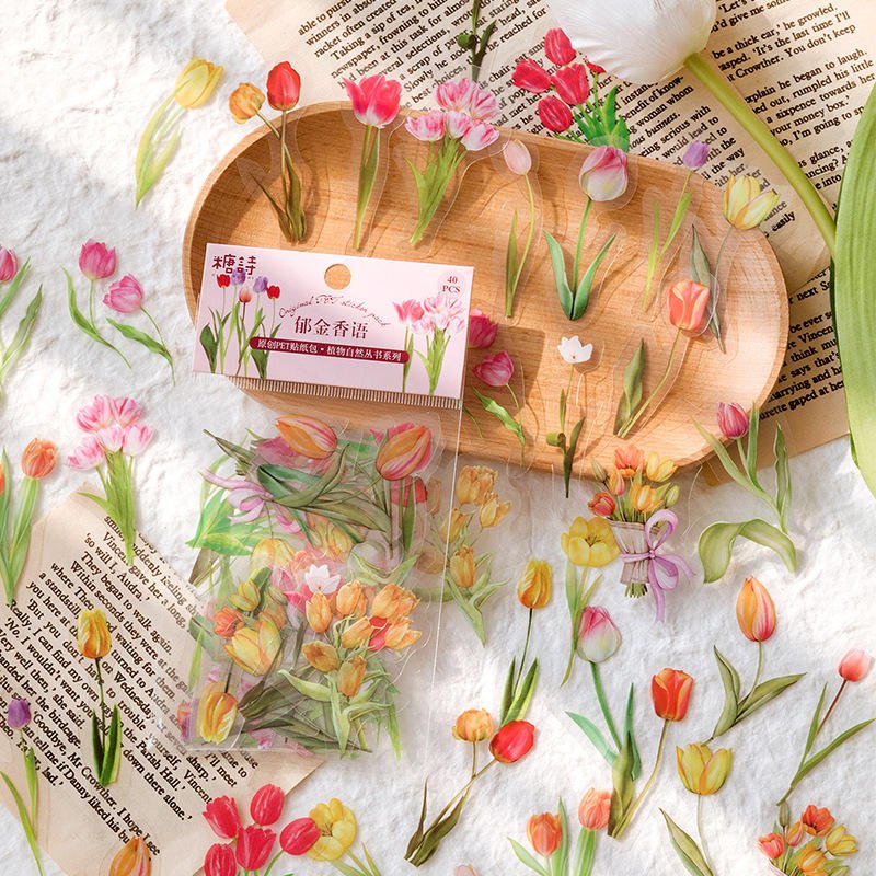 Nature Landscape Stickers Set for Scrapbooking Junk Journal Transparent Luggage Scrapbook Supplies Journaling Flower Sticker