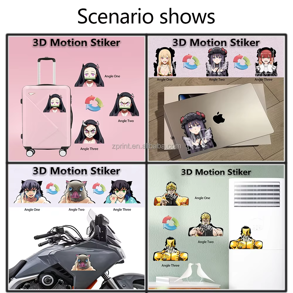 Factory Direct Low MOQ Sexy Hot Girls 3D Lenticular Flips Sticker Popular Anime Design Sticker Seductive Decor Motion Sticker