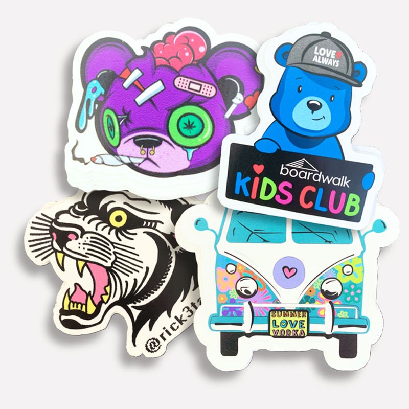 Custom Brand Logo Die Cut Durable Waterproof PVC Adhesive Stickers Custom Shapes UV Printed Cartoon Home Decoration Use
