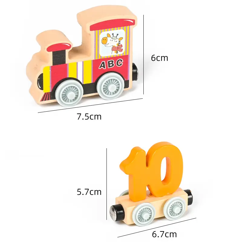 High Quality Funny Cartoon Little Train Moving With Wooden Digit Promotion Traditional Wooden Kids Toys Birthday Gifts for Kids