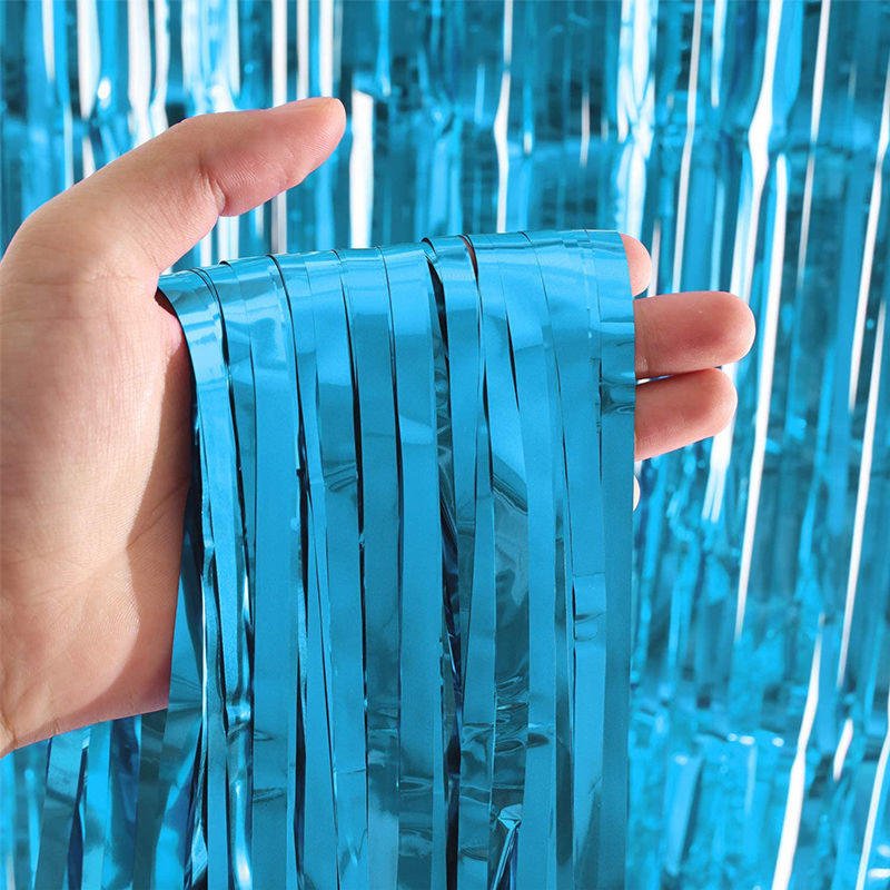 Wholesale High Quality Environment-Friendly Assorted Colors 1m*2m Tinsel Foil Fringe Curtain Christmas Party Photo Backdrop