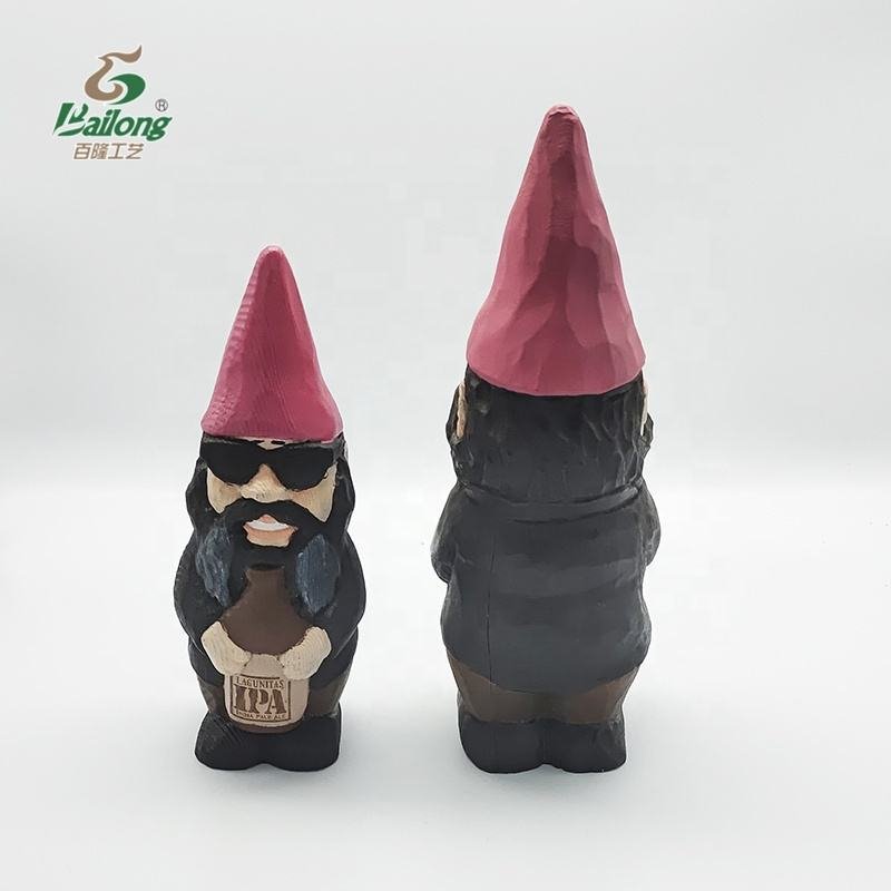 Custom Design 3D Wood Carving Art Craft IPA Novelty Ornament Other Home Decoration Wood Gnome Statue