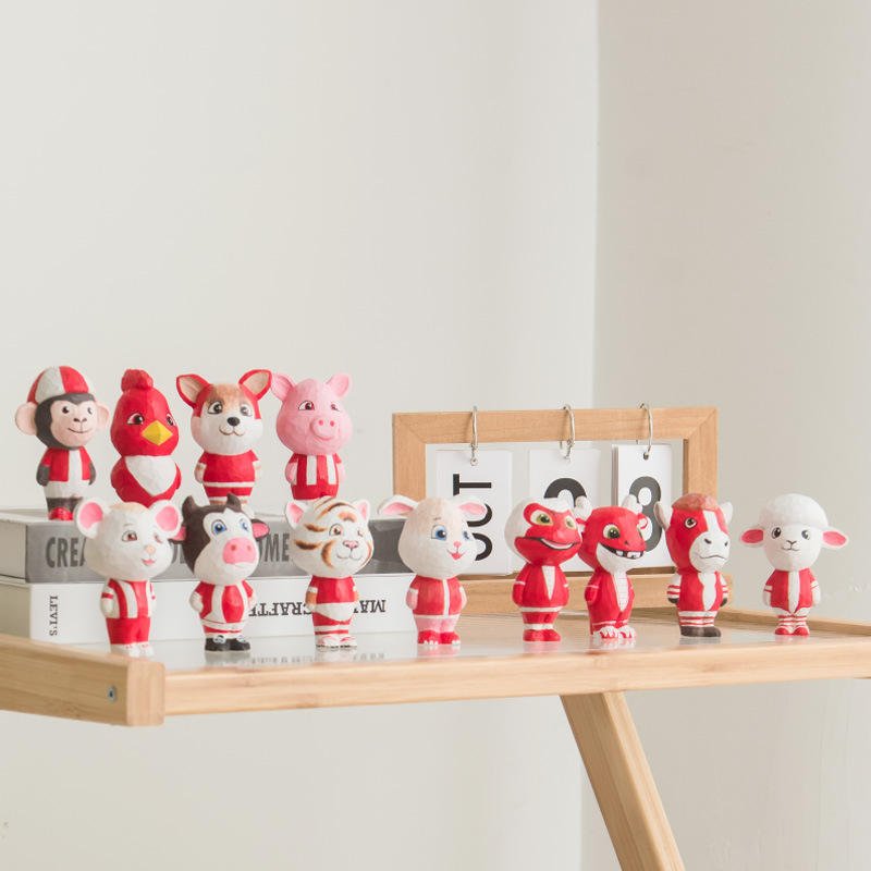shengx Wooden handicrafts zodia-themed gifts, office desk ornaments, home wooden solid wood