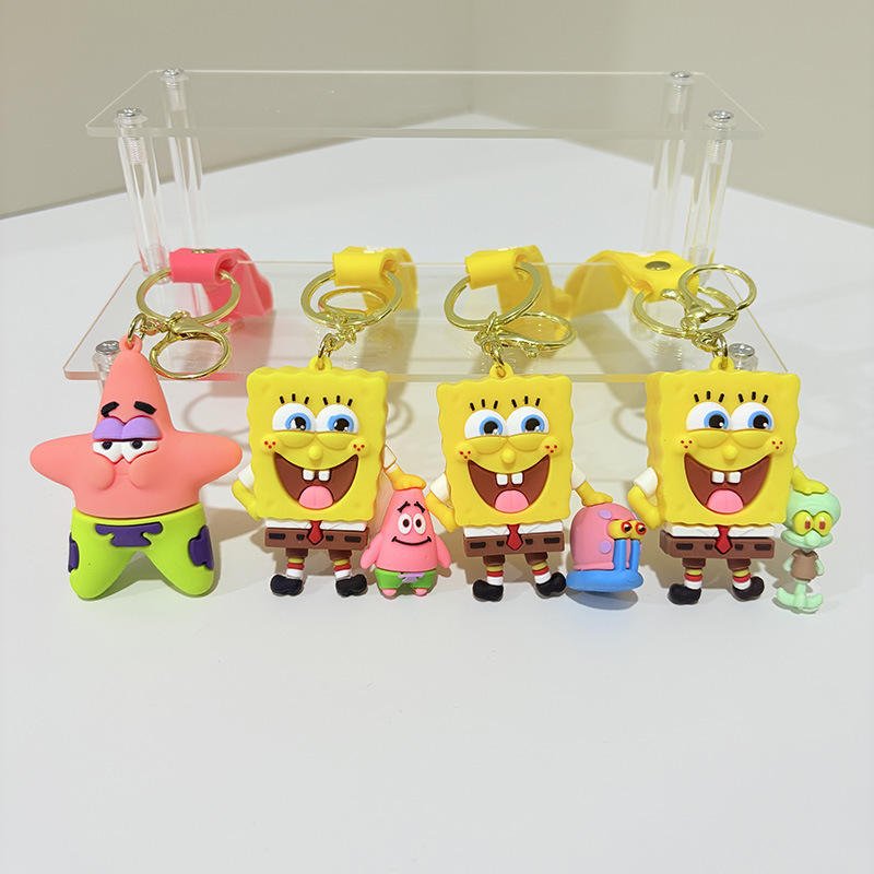 Star Cartoon Kawaii 3D Keychain Plastic Pendant for Book Bag Couple Car Keys Hanging Gifts