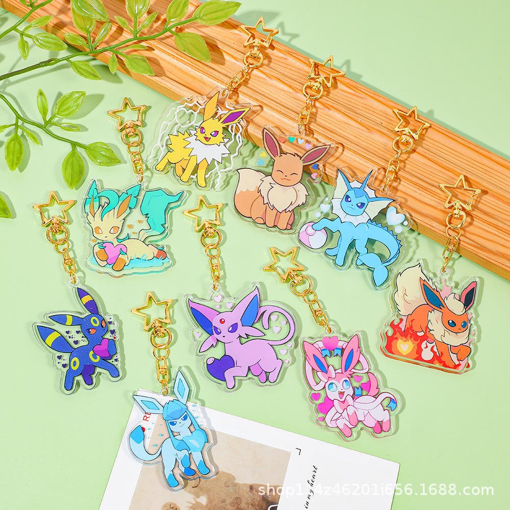 Stylish Pokmon Series Acrylic Keychains Brightly Colored Eco-friendly Ins Style Everyday Plastic Carabiner Fashion Accessory