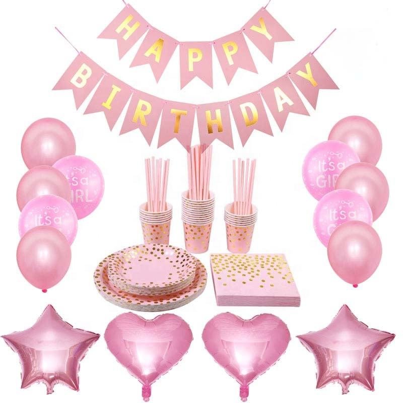 Pink Blue Gender Reveal Latex Balloons Disposable Tableware Baby Shower Birthday Party Decoration Kids Children Favor Supplies