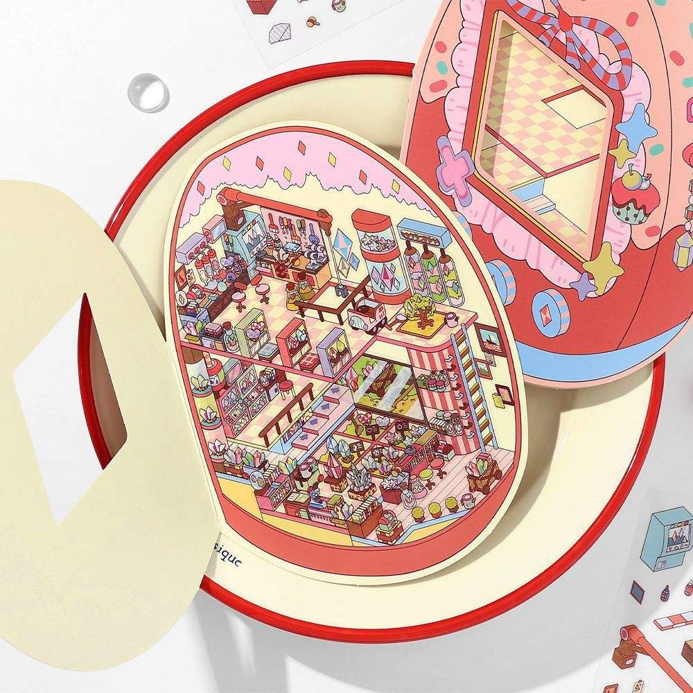 2.5D Scenic Small Corner Series Cartoon Miniature Scene Collage 3 Sheets Per Pack Decorative Decompression Stickers