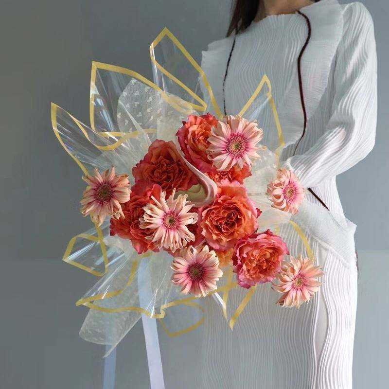 Border Opp Glass Paper Transparent Waterproof Gift for Packaging Floral Custom Bouquet Wrapping Paper Flowers Wrapping Paper