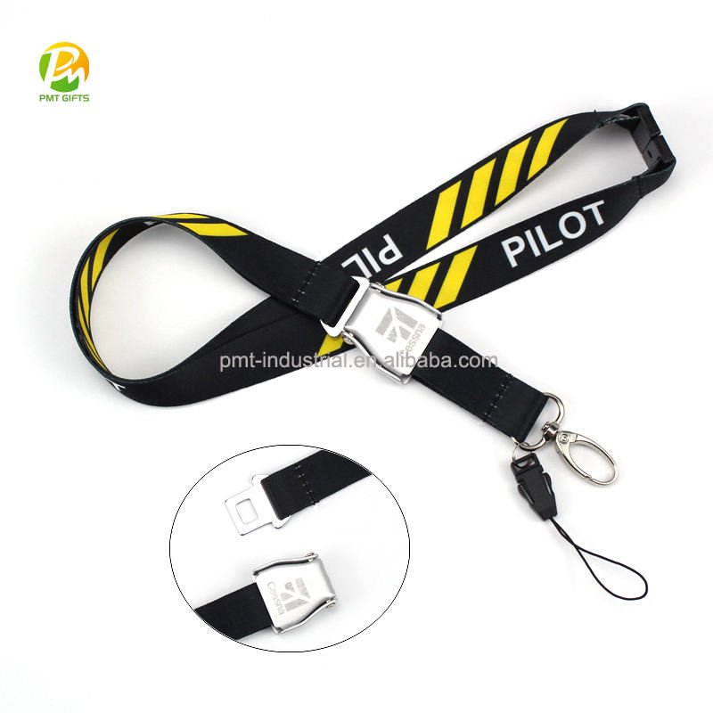 High Quality Silicone Printing Polyester Airbus A350 Lanyards Woven Belt Flying Souvenir with Safety Buckle
