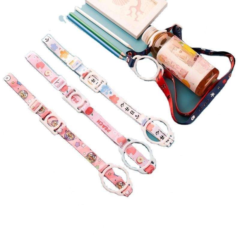 Polyester Heat Transfer Printed Mineral Water Bottle Strap Lanyard Portable with Buckle Crossbody for Kids and Adults Lanyard