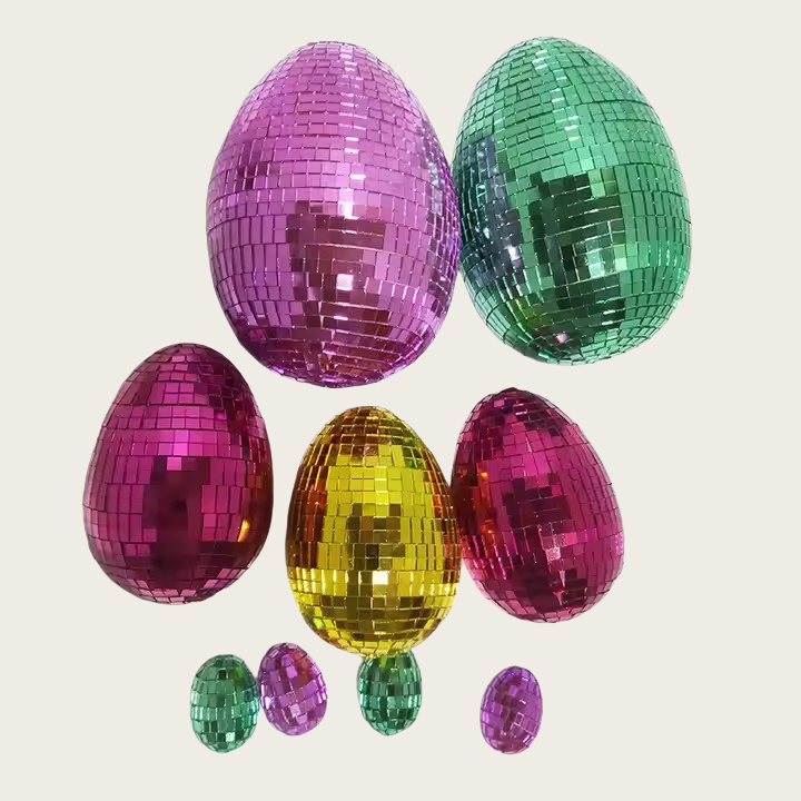 Custom Pink Gold Mirror Glass Easter Eggs Home Decoration Indoor Hanging Decorative Easter Polyfoam Mirrored Egg Glass Ornament