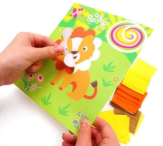 DIY Cartoon Crafts Toys for Children Tissue Art Paper Handicraft Kindergarten Material Funny Arts and Craft Gift