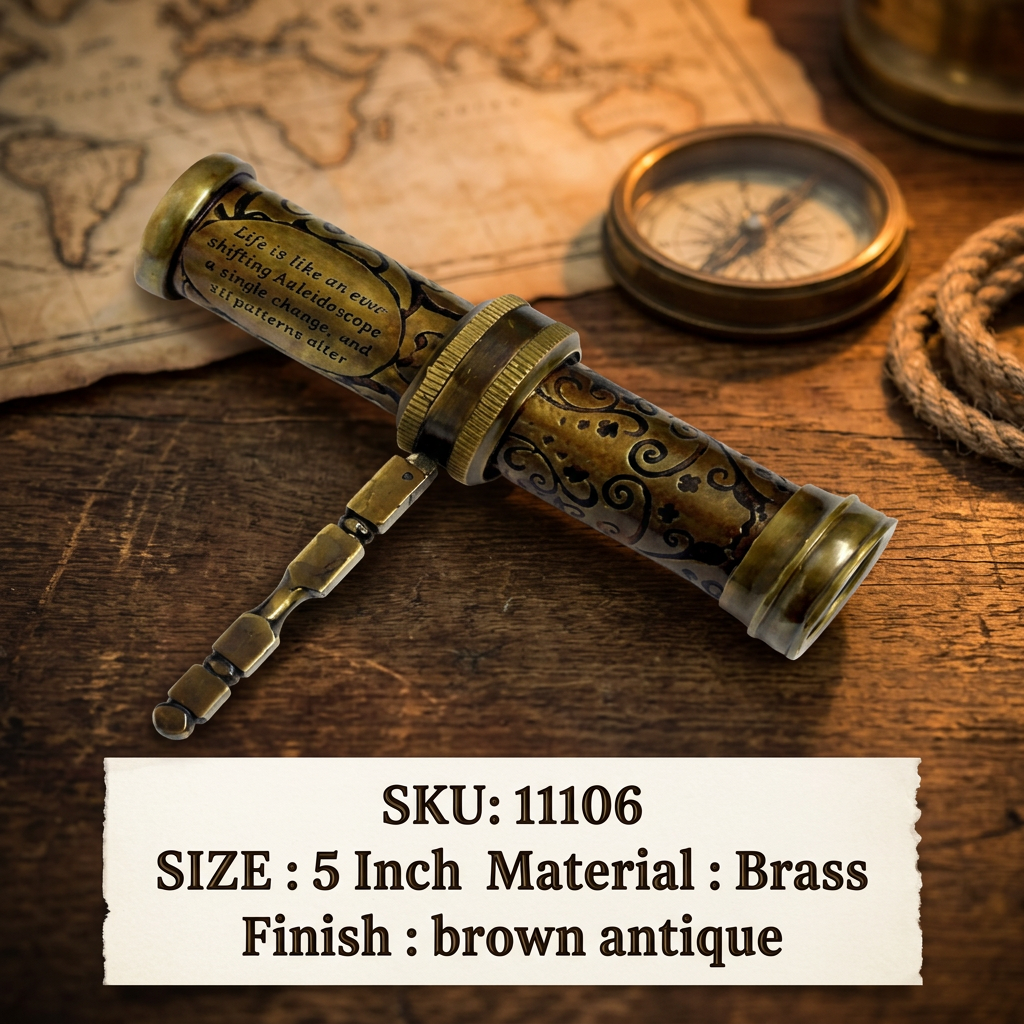 Vintage Brass Nautical Kaleidoscope Antique Style Metal Viewing Tube Handmade Customized Creative Cultural Collectible Artifacts